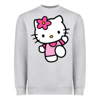 Heather Grey kitty Heavyweight Sweatshirt - PixelWave