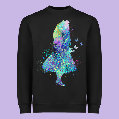 Watercolor Splatter Alice In Wonderland T Shirt Design Heavyweight Sweatshirt Designed By Pixelwave