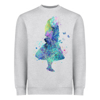 Heather Grey watercolor splatter alice in wonderland t shirt design Heavyweight Sweatshirt - PixelWave