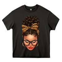 Asphalt Light skin afro messy bun leopard bow Heavy Core Tee - texasbilliewilder