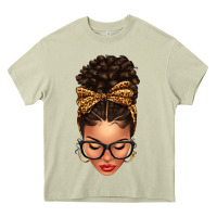 Light Skin Afro Messy Bun Leopard Bow Heavy Core Tee | Teevron