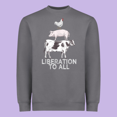 Liberation To All Vegan Vegetarian Food Animal Love Heavyweight Sweatshirt Designed By Pixelwave