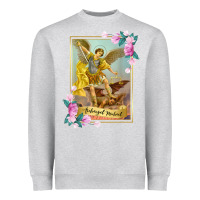 Heather Grey St Michael the Archangel - Protector Catholic Church Angel Heavyweight Sweatshirt - PixelWave
