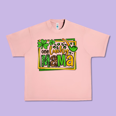 One Lucky Mama St. Patrick's Urban Heavy Tee Designed By Oliviacreatesart