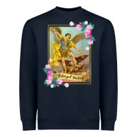 Navy St Michael the Archangel - Protector Catholic Church Angel Heavyweight Sweatshirt - PixelWave
