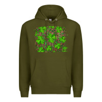 Army Green st patrick's day shamrock and leopard distressed Premium Hoodie - RanaPortraitStore