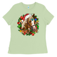 Horse Christmas Wreath Ladies Tee | Teevron