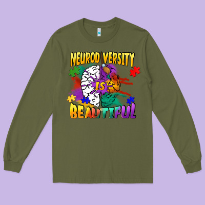 Neurodiversity Is Beautiful Long Sleeve Tee Designed By Fadigitalartstudio