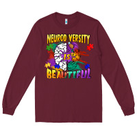 Burgundy Neurodiversity Is Beautiful Long Sleeve Tee - FaDigitalArtStudio