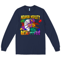 Navy Neurodiversity Is Beautiful Long Sleeve Tee - FaDigitalArtStudio