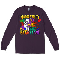 Plum Neurodiversity Is Beautiful Long Sleeve Tee - FaDigitalArtStudio