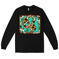 Black leo turquoise cowhide Long Sleeve Tee - RanaPortraitStore