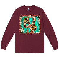 Burgundy leo turquoise cowhide Long Sleeve Tee - RanaPortraitStore