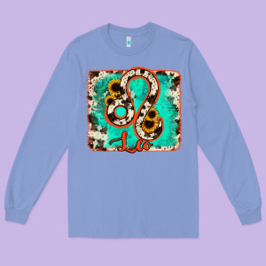 Leo Turquoise Cowhide Long Sleeve Tee Designed By Ranaportraitstore