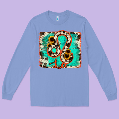 Leo Turquoise Cowhide Long Sleeve Tee Designed By Ranaportraitstore