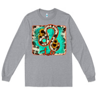Heather Grey leo turquoise cowhide Long Sleeve Tee - RanaPortraitStore