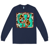 Navy leo turquoise cowhide Long Sleeve Tee - RanaPortraitStore