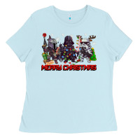 Baby Blue merry christmas gnomies Ladies Tee - CowGirlArtShop