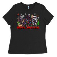 Black merry christmas gnomies Ladies Tee - CowGirlArtShop