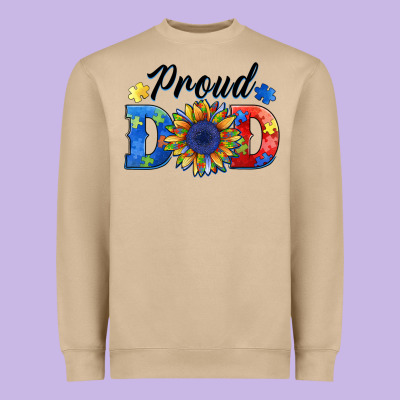 Proud Dad Autism Heavyweight Sweatshirt Designed By Barkaloodesign