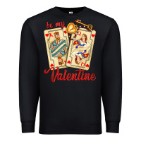 Black be my valentine with playing cards and key Premium Sweatshirt - AdoDesignShop