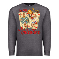 Charcoal Heather be my valentine with playing cards and key Premium Sweatshirt - AdoDesignShop