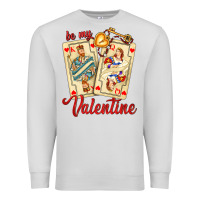 Dove Grey be my valentine with playing cards and key Premium Sweatshirt - AdoDesignShop