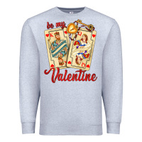 Heather Grey be my valentine with playing cards and key Premium Sweatshirt - AdoDesignShop
