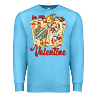 Ocean Blue be my valentine with playing cards and key Premium Sweatshirt - AdoDesignShop