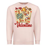 Pale Pink be my valentine with playing cards and key Premium Sweatshirt - AdoDesignShop