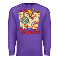 Purple be my valentine with playing cards and key Premium Sweatshirt - AdoDesignShop
