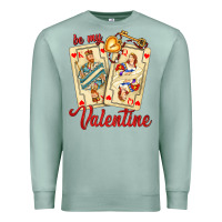 Seafoam be my valentine with playing cards and key Premium Sweatshirt - AdoDesignShop