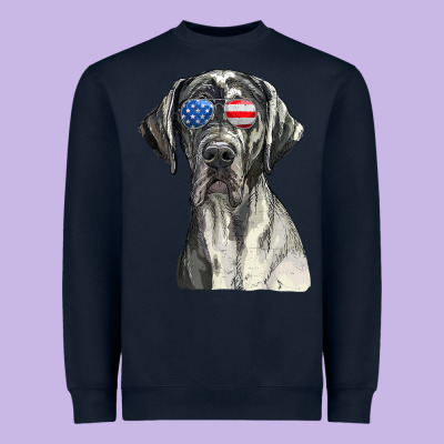 Great Dane Sunglasses American Usa Flag 4th Of July Fourth T Shirt Heavyweight Sweatshirt Designed By Inspiradesign