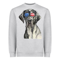 Heather Grey great dane sunglasses american usa flag 4th of july fourth t shirt Heavyweight Sweatshirt - InspiraDesign