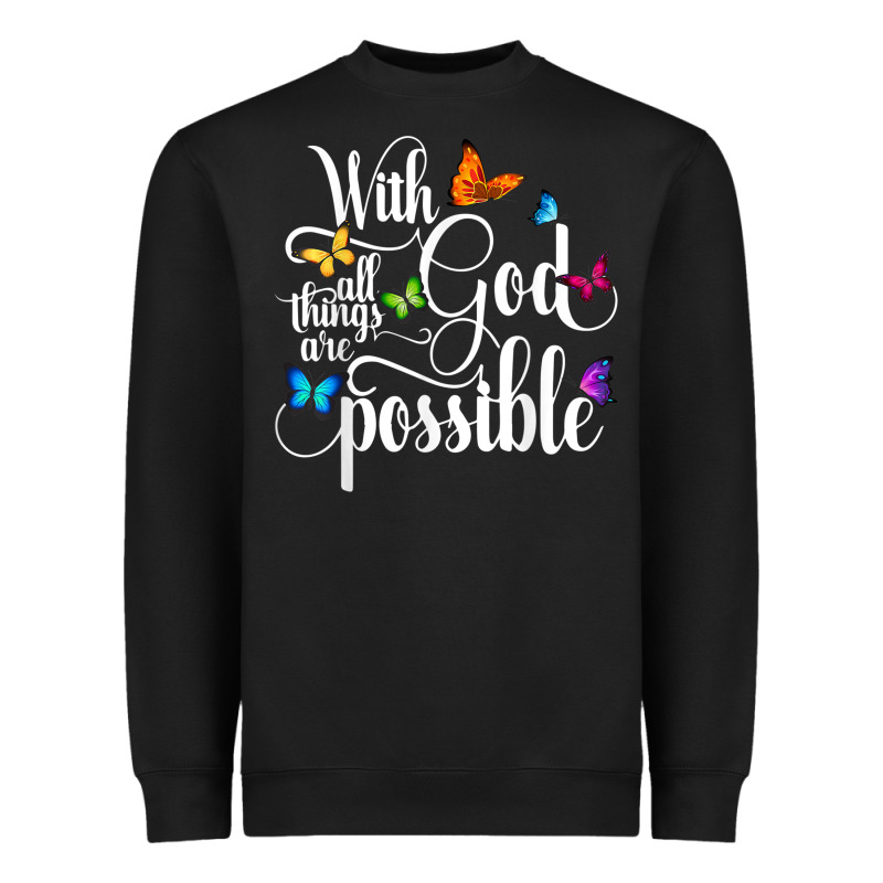With God All Things Are Possible  Religious Butterfly Art Heavyweight Sweatshirt by InspiraDesign | Teevron