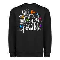 Black With God All Things Are Possible  Religious Butterfly Art Heavyweight Sweatshirt - InspiraDesign