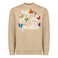 Mushroom With God All Things Are Possible  Religious Butterfly Art Heavyweight Sweatshirt - InspiraDesign