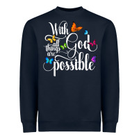 Navy With God All Things Are Possible  Religious Butterfly Art Heavyweight Sweatshirt - InspiraDesign