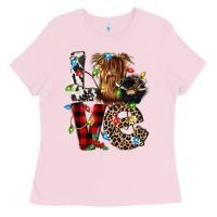 Bubblegum Pink love cow gnomies Ladies Tee - CowGirlArtShop