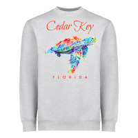 Heather Grey Cedar Key Florida Watercolor Sea Turtle Sweatshirt Heavyweight Sweatshirt - InspiraDesign