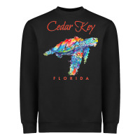 Black Cedar Key Florida Watercolor Sea Turtle Sweatshirt Heavyweight Sweatshirt - InspiraDesign
