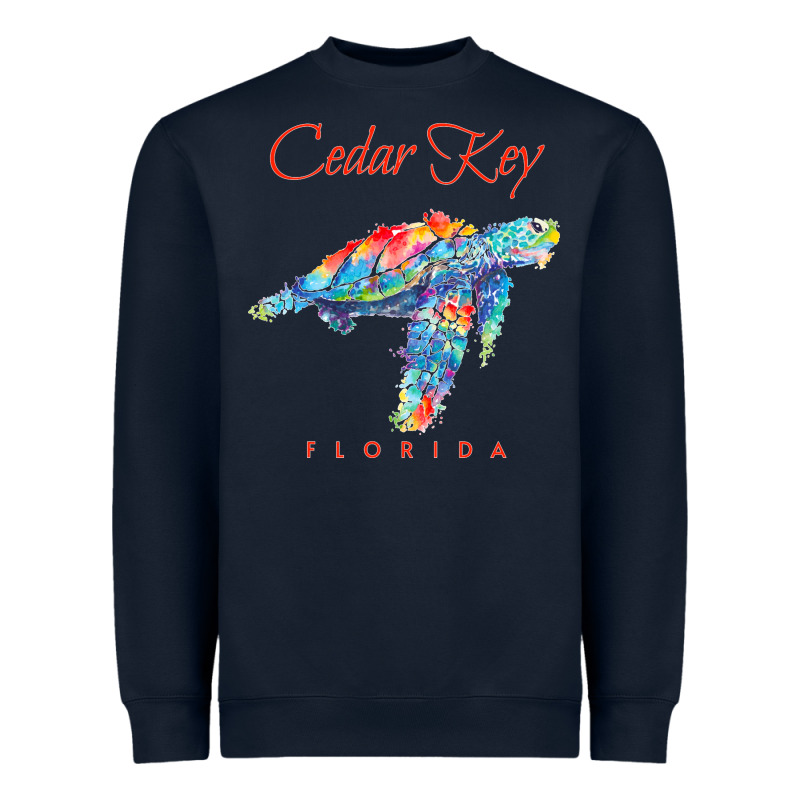 Cedar Key Florida Watercolor Sea Turtle Sweatshirt Heavyweight Sweatshirt by InspiraDesign | Teevron