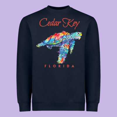 Cedar Key Florida Watercolor Sea Turtle Sweatshirt Heavyweight Sweatshirt Designed By Inspiradesign