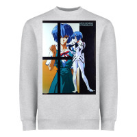 Heather Grey Neon Genesis Evangelion Rei Ayanami Heavyweight Sweatshirt - InspiraDesign