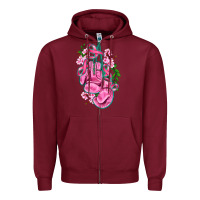 Burgundy cancer boxing gloves with ribbon Zipper Hoodie - AdoDesignShop
