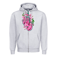 Heather Grey cancer boxing gloves with ribbon Zipper Hoodie - AdoDesignShop