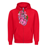 Red cancer boxing gloves with ribbon Zipper Hoodie - AdoDesignShop