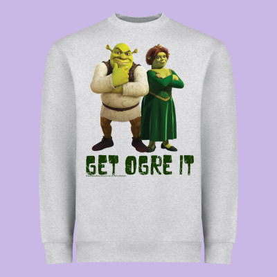 Shrek Fiona & Shrek Get Ogre It Text Poster Heavyweight Sweatshirt Designed By Inspiradesign