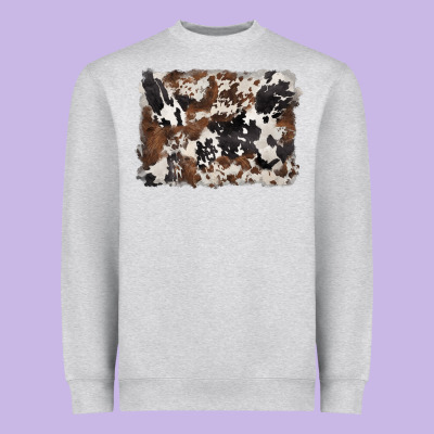 Black And Brown Cowhide Background Heavyweight Sweatshirt Designed By Barkaloodesign