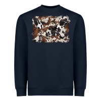 Navy black and brown cowhide background Heavyweight Sweatshirt - BarkalooDesign